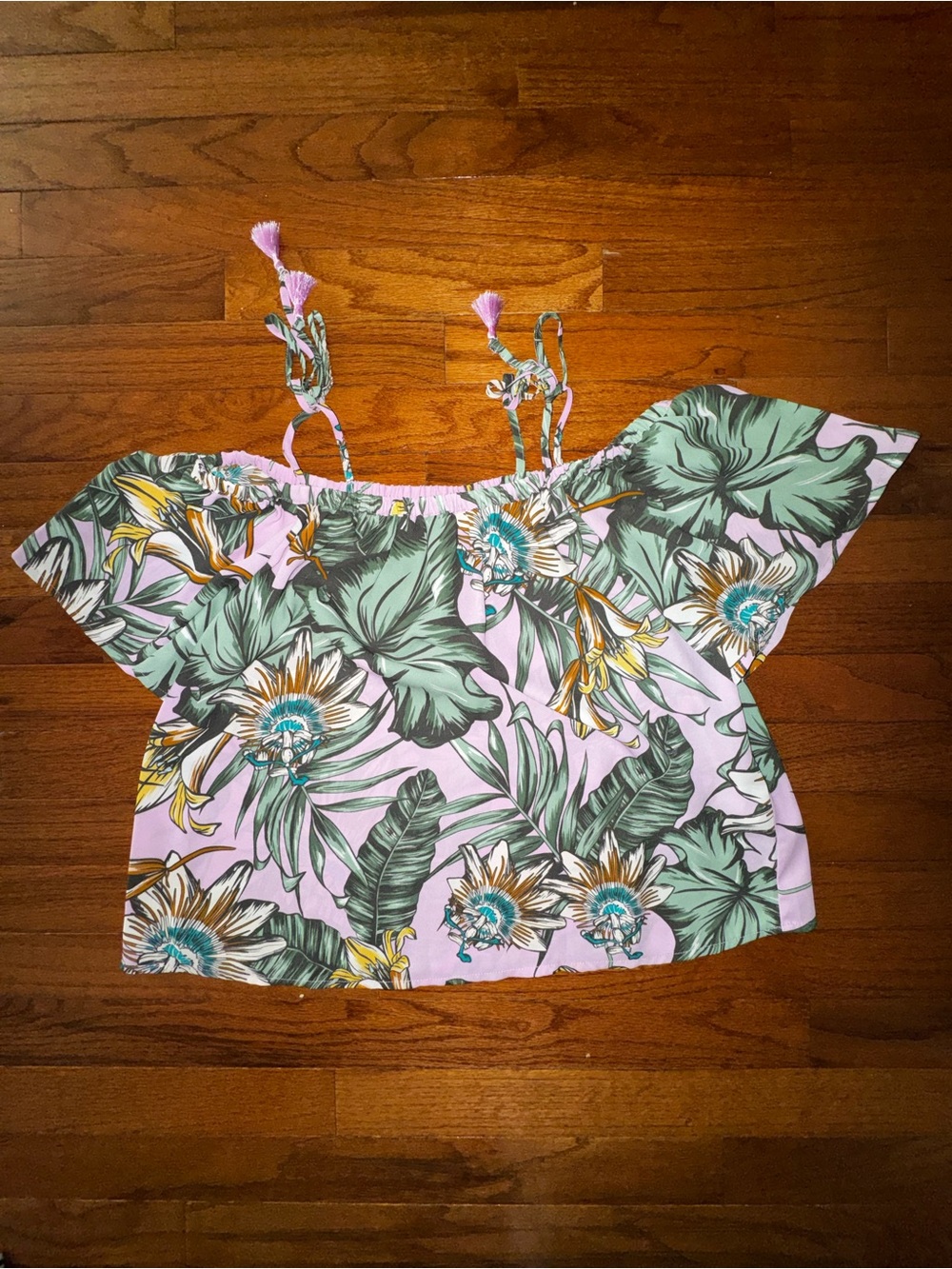 J. Crew Pink Tropical Floral Off-Shoulder Camisole